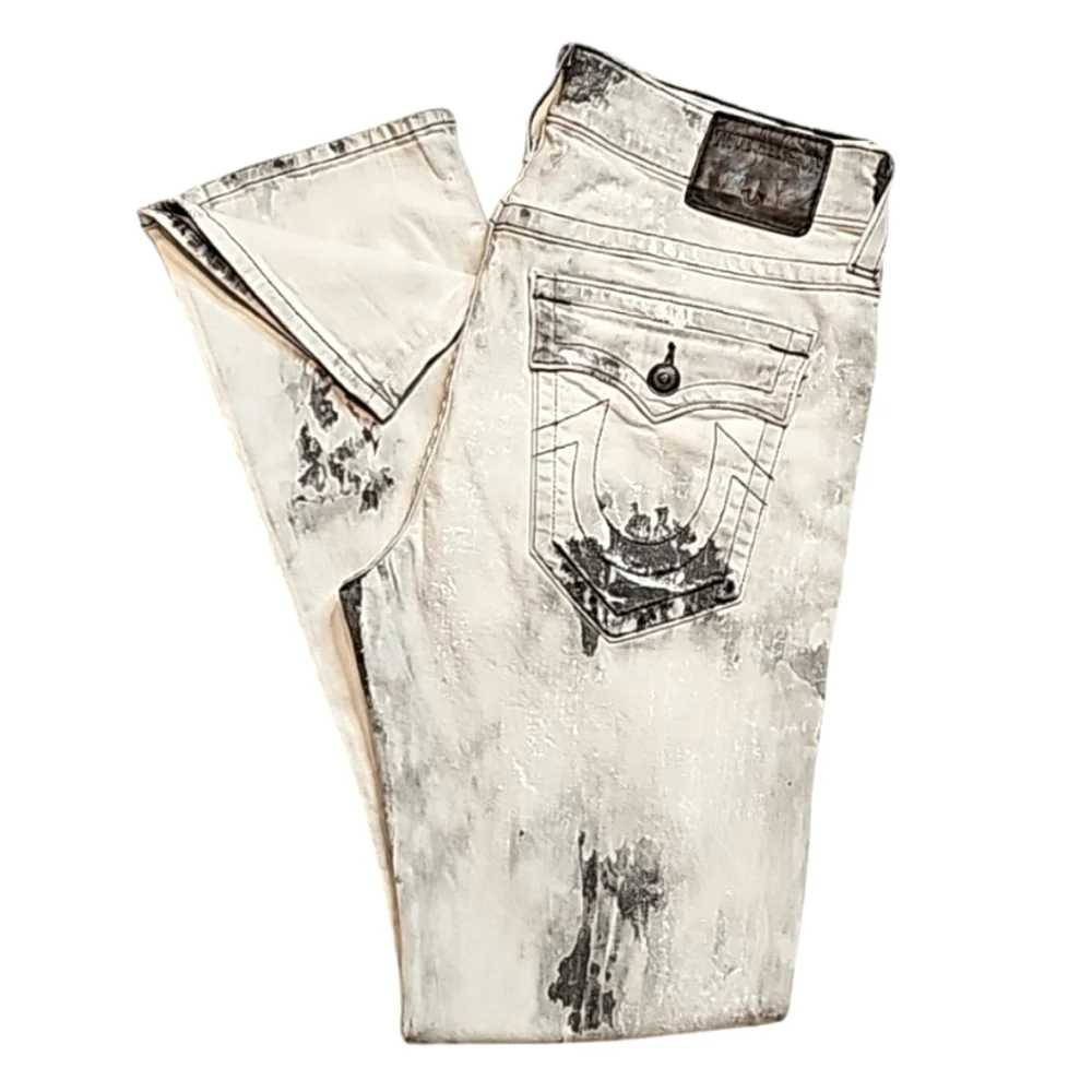 💥True Religion Relaxed-Straight Distressed Jeans. Men's Size: W34x34L.